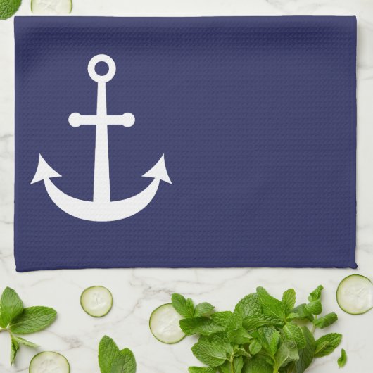 Navy Nautic Anchor Handtuch (Gefaltet)