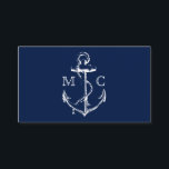 Navy Nautic Anchor Monogram Business Card Visitenkarte<br><div class="desc">Behalt es klassisch mit einer mit Monogramm marineblauen Visitenkarte. Dieses Design verfügt über einen weißen Anker und Monogramm-Initialen auf der Vorderseite und Ihre Informationen auf der Rückseite.</div>