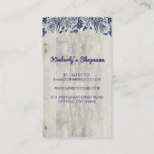 Navy Nautic Anchor Rustic Driftwood Visitenkarte (Rückseite)