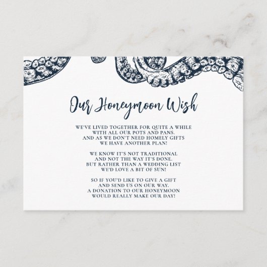 Navy Nautic Octopus Flitterwochen wünscht Card Begleitkarte (Vorderseite)