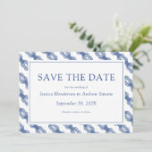 Navy Nautic Rope Flat Save the Date Card (Stehend Vorderseite)