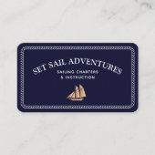 Navy Nautic Rope Gold Sailboat Visitenkarte (Vorderseite)