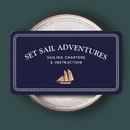 Navy Nautic Rope Gold Sailboat Visitenkarte