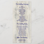 Navy Nautic Rustic Driftwood Beach Hochzeit Programm (Rückseite)