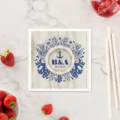 Navy Nautic Rustic Driftwood Beach Hochzeit Serviette (Beispiel)