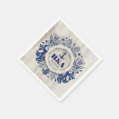 Navy Nautic Rustic Driftwood Beach Hochzeit Serviette (Ecke)