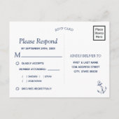 Navy Nautic Sketch Anchor | UAWG zur Wahl Einladungspostkarte (Rückseite)