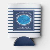 Navy Nautic Stripes Boot Name Sea Turtle Dosenkühler (Vorderseite)