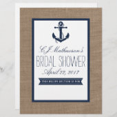 Navy Nautical Anchor Brautparty Recipe Dividende (Vorne/Hinten)
