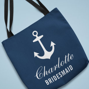 Navy Nautical Anchor Custom Wedding Bridesmaid Tasche