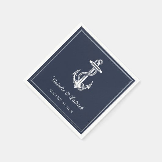 Navy Nautical Anchor Hochzeitspapier Napkins Serviette (Ecke)