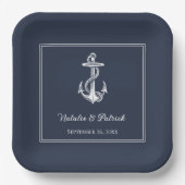 Navy Nautical Anchor Hochzeitspapier-Teller Pappteller (Vorderseite)