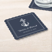 Navy Nautical Anchor Hochzeitspapier-Untersetzer Untersetzer (angewinkelt)