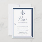 Navy Nautical Anchor Monogram Wedding RSVP Card Karte (Vorderseite)