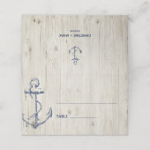 Navy Nautical Anchor Rustic Wood Platzkarte (Außenseite Aufgefaltet)