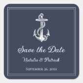 Navy Nautical Anchor Save the Date Stickers (Vorderseite)