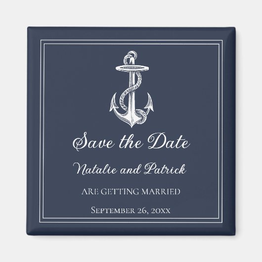 Navy Nautical Anchor speichern das Date Magnet (Vorne)