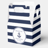 Navy Nautical Anchor Striped Wedding Custom Gevor Geschenkschachtel (Geöffnet)