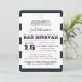 Navy Nautical Bar Mitzvah Einladung (Stehend Vorderseite)