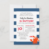 Navy Nautical Crab Personalisiert kleine Taufe Einladung (Vorderseite)