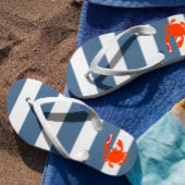 Navy Nautical Frisbee Crab Flip Flops Badesandalen