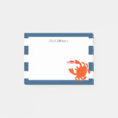 Navy Nautical Frisbee Crab Kleine Personalisierte Post-it Klebezettel (Vorderseite)
