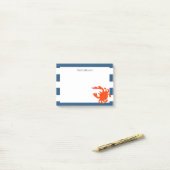 Navy Nautical Frisbee Crab Kleine Personalisierte Post-it Klebezettel (Auf Schreibtisch)
