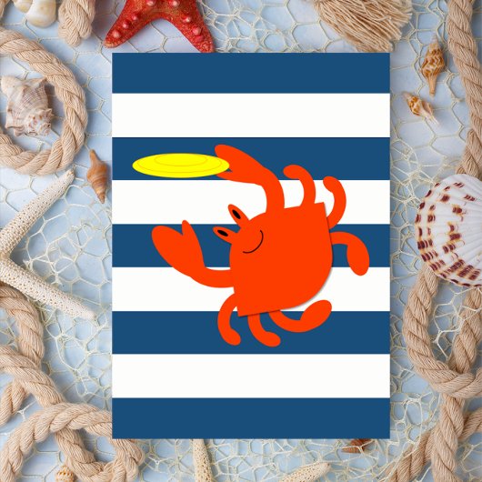 Navy Nautical Frisbee Crab Note Card Karte
