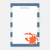 Navy Nautical Frisbee Crab Personalisiert Post-it Klebezettel (Vorderseite)