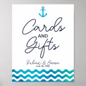 Navy Nautical Hochzeitskarten & Geschenkpapier Poster (Vorne)