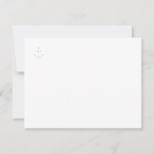 Navy Nautical Monogram Elegant Wedding Stripes Dankeskarte (Rückseite)