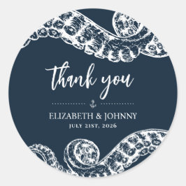 Navy Nautical Octopus bevorzugen Geschenkklammer Runder Aufkleber