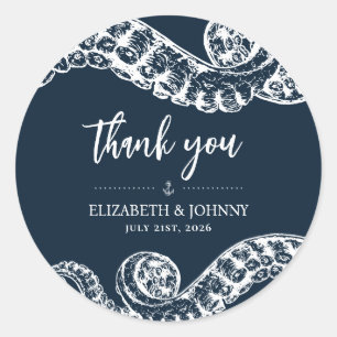 Navy Nautical Octopus bevorzugen Geschenkklammer Runder Aufkleber