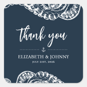 Navy Nautical Octopus Gastgeschenke Hochzeiten Sti Quadratischer Aufkleber