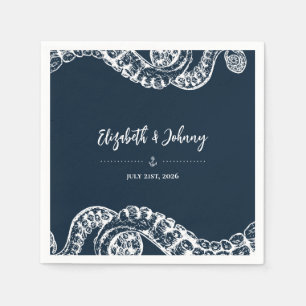 Navy Nautical Octopus Tentacles Wedding Napkins Serviette