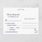 Navy Nautical Sketch Anchor Meal Choice UAWG Einladungspostkarte (Rückseite)