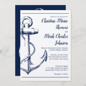 Navy Nautical Sketch Anchor Script Schriftart Hoch Einladung (Vorne/Hinten)