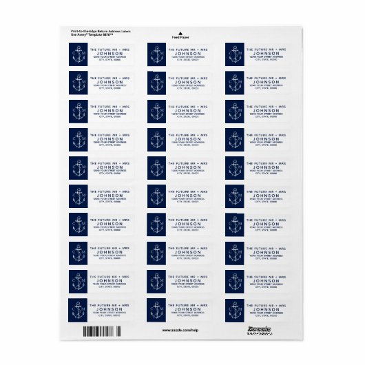 Navy Nautical Sketch White Anchor Monogram | (Vorne)