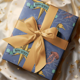 Navy Nautical Star unter Meerestieren Geschenkpapier