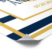 Navy Nautical Stripes Custom Wedding Poster (Ecke)