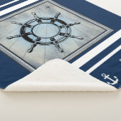 Navy Nautical Themed Sherpa Sherpa Blanket Sherpadecke (3/4)