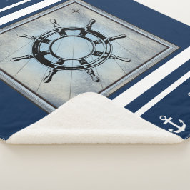 Navy Nautical Themed Sherpa Sherpa Blanket Sherpadecke