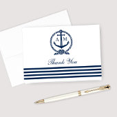 Navy Nautical Wedding Anchor Monogram White Dankeskarte