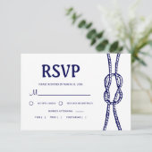 Navy Nautical Wedding RSVP Karte (Stehend Vorderseite)