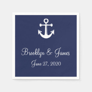 Navy Nautical Wedkins mit Anker Serviette