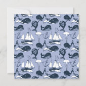 Navy Nautical Whale Baby Shower Square Einladung (Rückseite)
