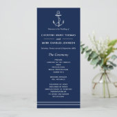Navy Nautical White Anchor Hochzeit Programm (Stehend Vorderseite)