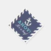 Navy Nautical Zickzack Baby Shows Napkins Serviette (Ecke)