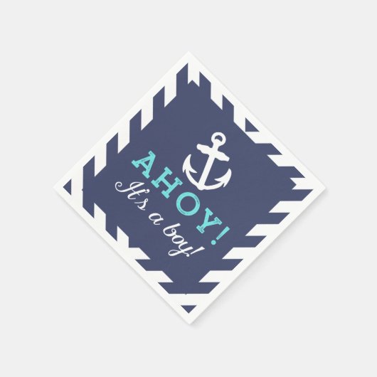 Navy Nautical Zickzack Baby Shows Napkins Serviette (Ecke)