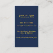 Navy (Navy) Minimalistisches Gold-Business-Logo Visitenkarte (Rückseite)